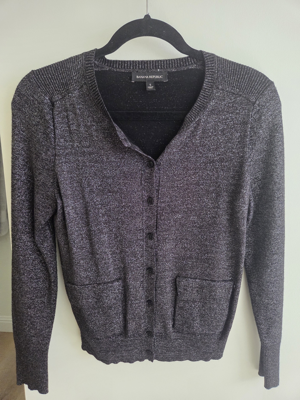 Banana Republic Metallic black Button-Front Cardigan